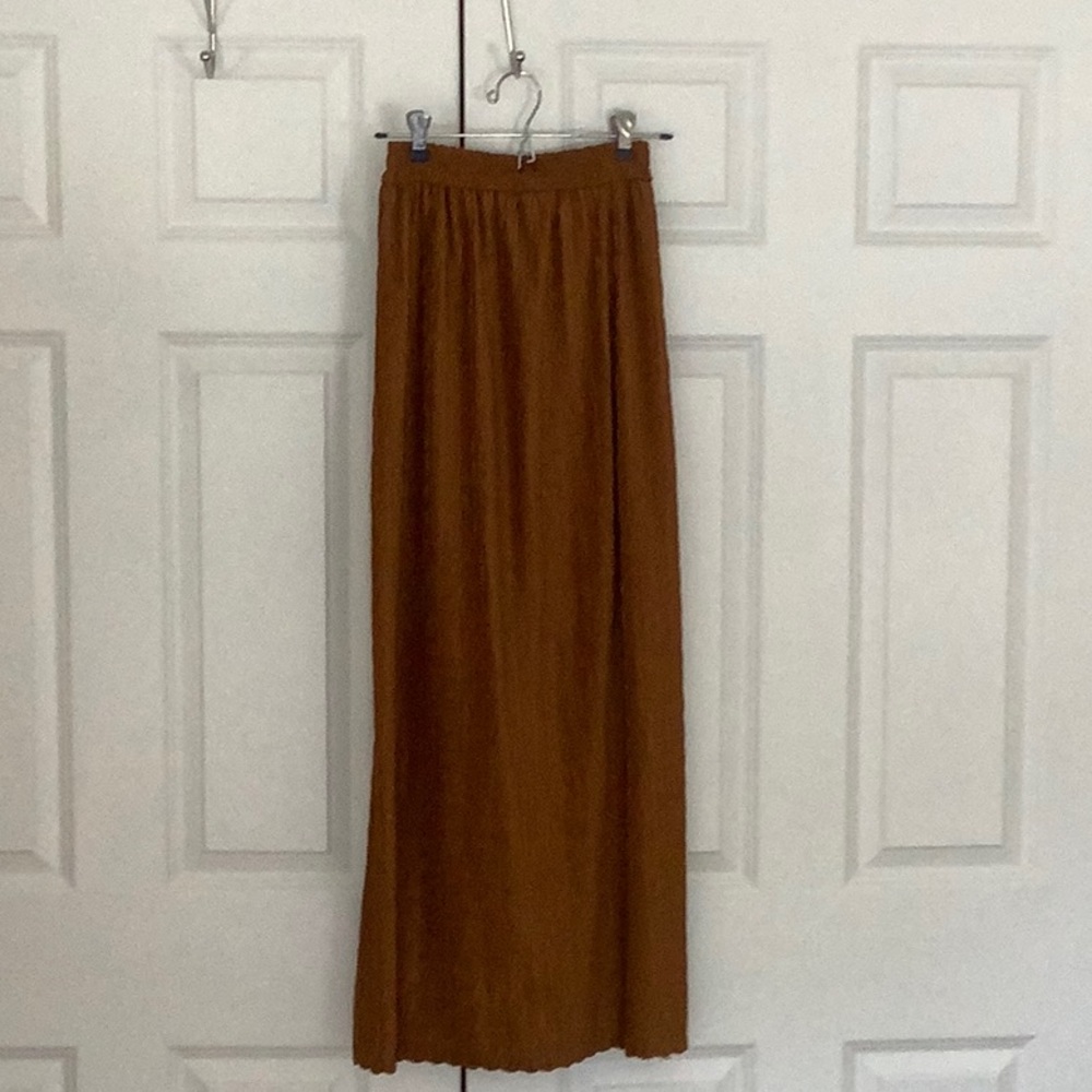 Flowy Rust Colored Maxi Skirt With Elastic Waist - image 1